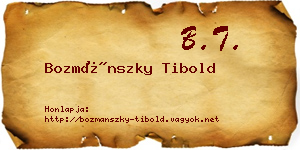 Bozmánszky Tibold névjegykártya